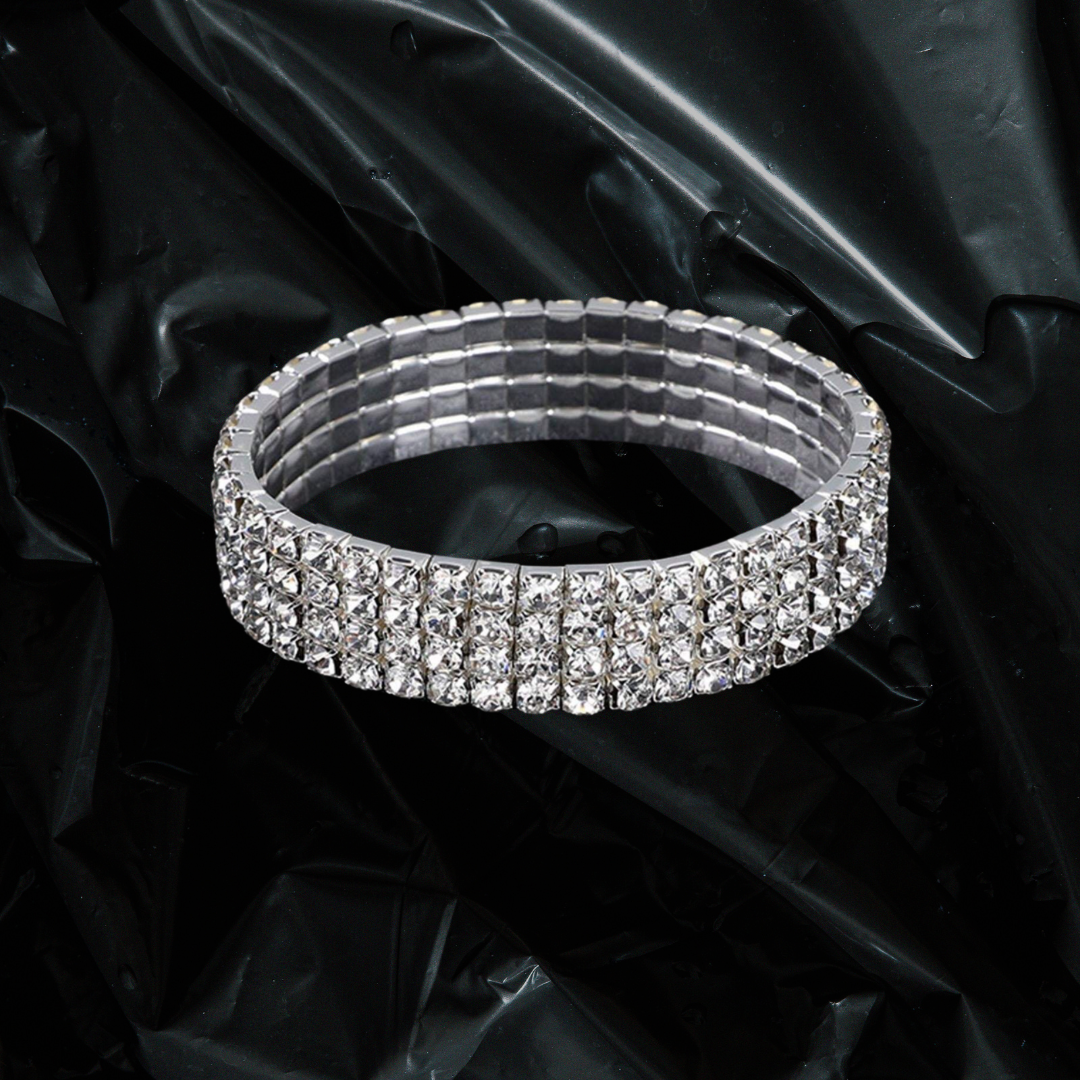 4 Row Silver Rhinestone Bracelet