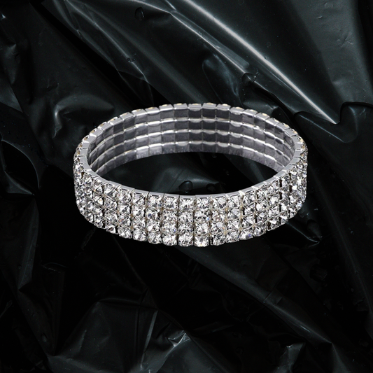 4 Row Silver Rhinestone Bracelet